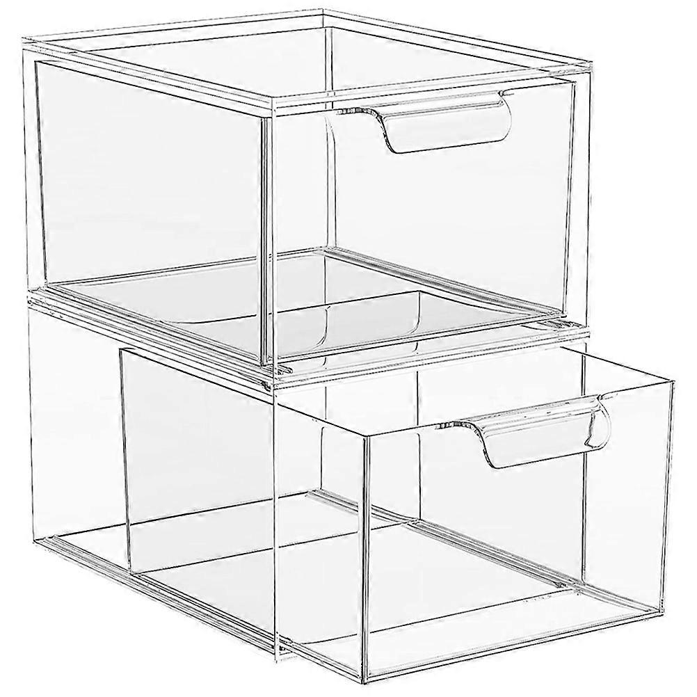 Drawer Organizer Plastic Drawer Organizer for Storage 2Pcs Transparent Bins