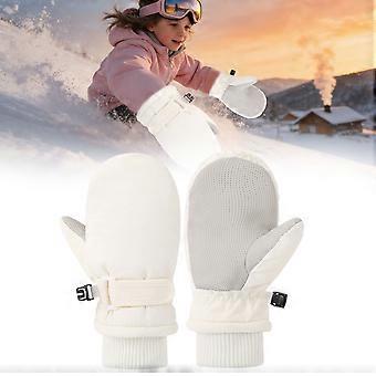 Luvas de neve infantis, luvas de esqui impermeáveis ​​para bebês e crianças pequenas (brancas/P)