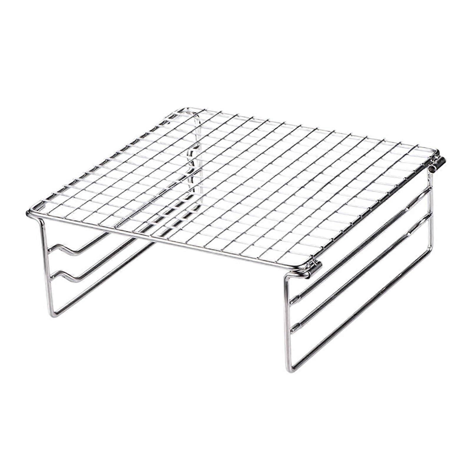 Camping Stove Stand for Mini Grill Rack, Stable Folding Support Bracket with HeatResistant Plate