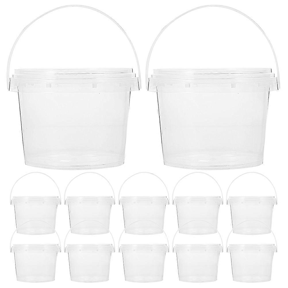 12pcs  Mini Transparent Storage Buckets Reusable Snacks Containers Multi-use Storage Buckets