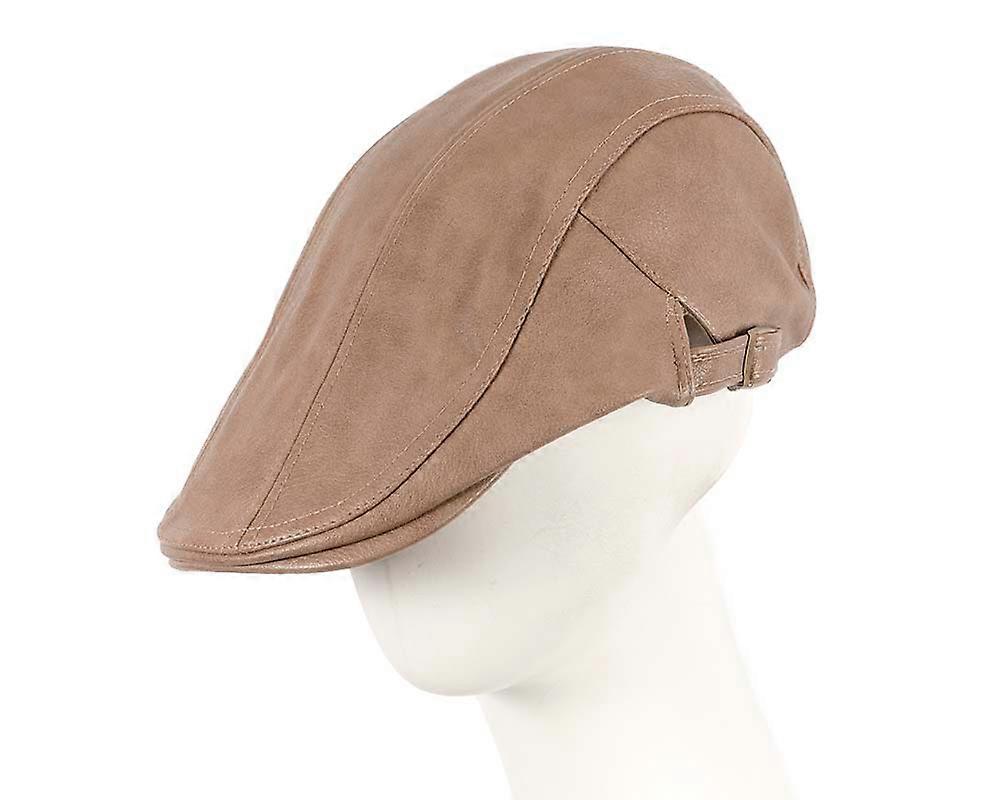 Beige leather flat cap by Max Alexander M136BE