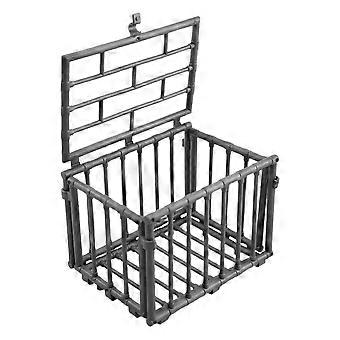 Gaiola pequena para hamster, para pegar ratos, 3 peças, miniatura de brinquedo em plástico cinza.