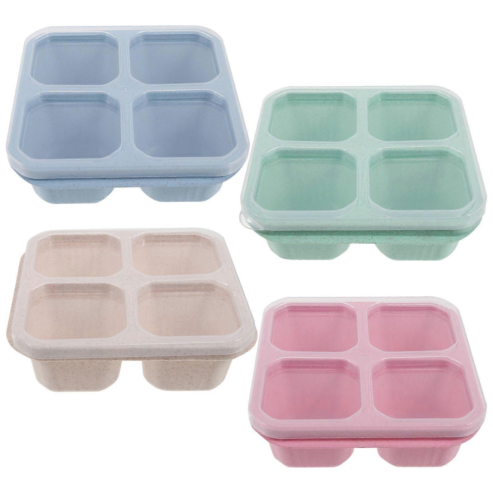 Assorted Color Multi-Grid Snack Serving Box for Food Storage 4Pcs