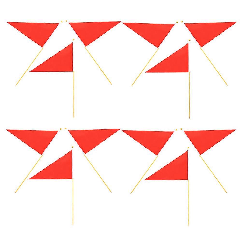 Red Triangle Safety Marking Flag Construction Flags for Outdoor Use 12Pcs