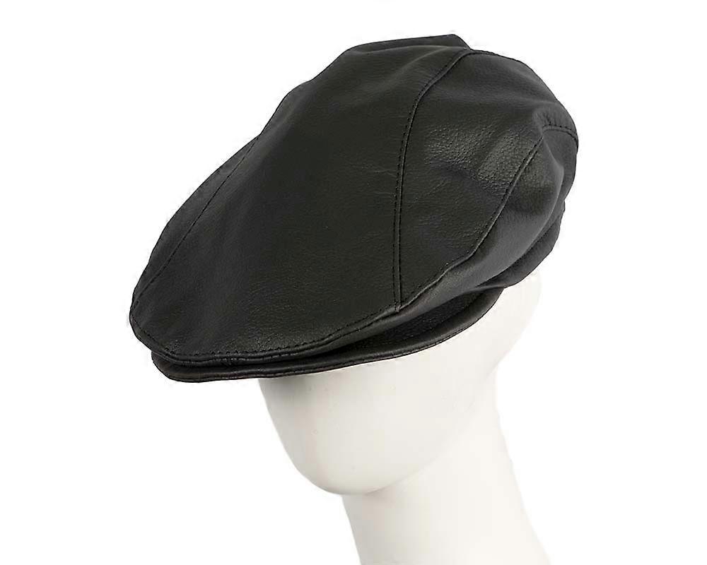 Black Kangaroo leather flat cap by Jacaru J2500BL