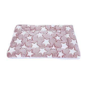 Dog Warm Mat Autumn Winter Double Sided Plush Comfortable Soft Thickened Cute Star Pattern Pet Sleeping Pad Pink L