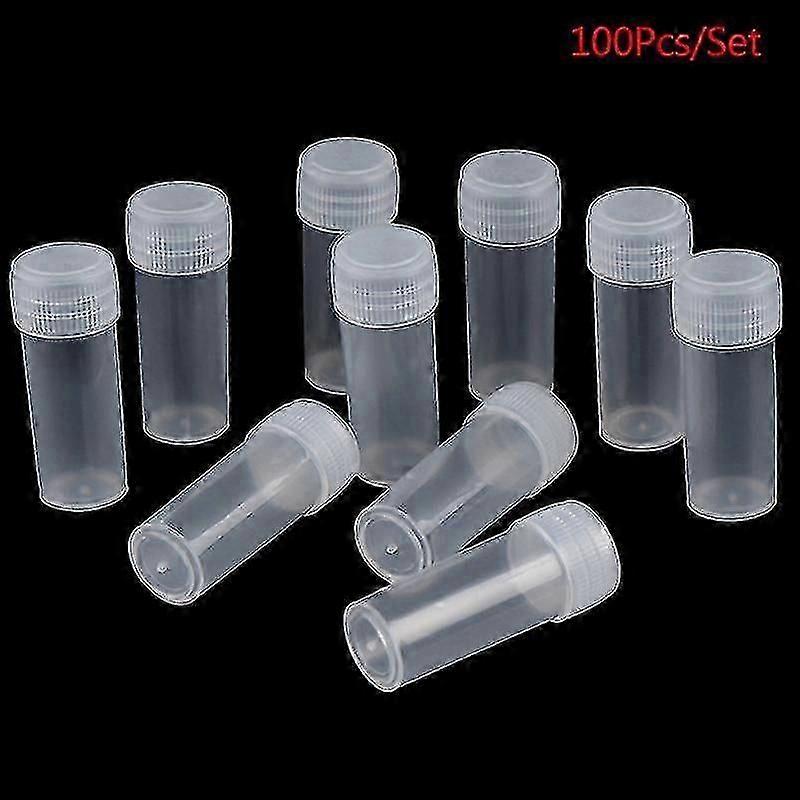 100pcs 5ml Plastic Test Tubes with Screw Caps for School Lab Experiments
