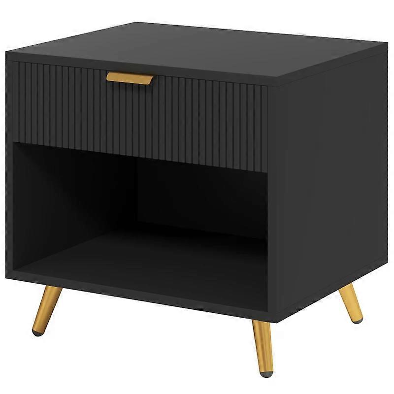 Compact Nightstand with Drawer and Bottom Shelf