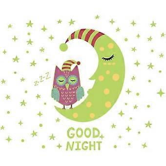Owl Moon Stars Luminous Wall Sticker Kids Child Room Bedroom Glow in The Dark Decoration Home Decals Fluorescent Door Stickers - -