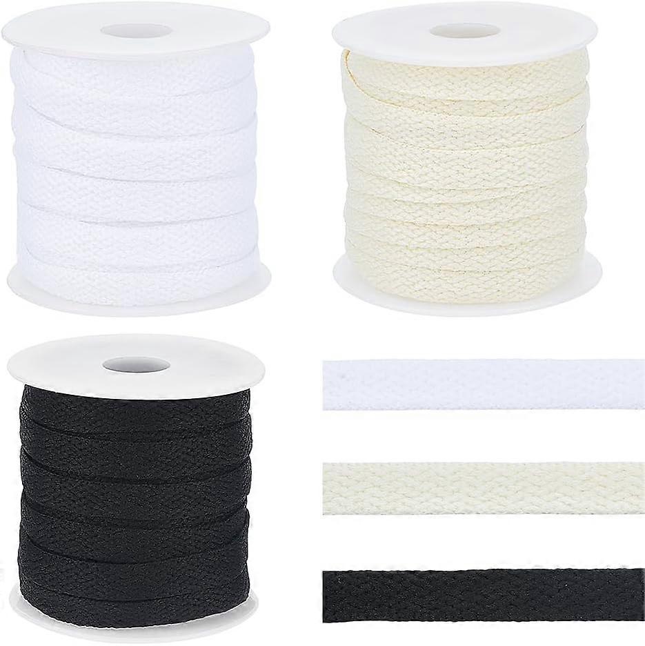 32.8 Yards 3 Colors Flat Drawstring Rope Replacement 0.31 Inch Soft Drawstring Cord Drawstring Polyester Strap for Coats Pants Shorts