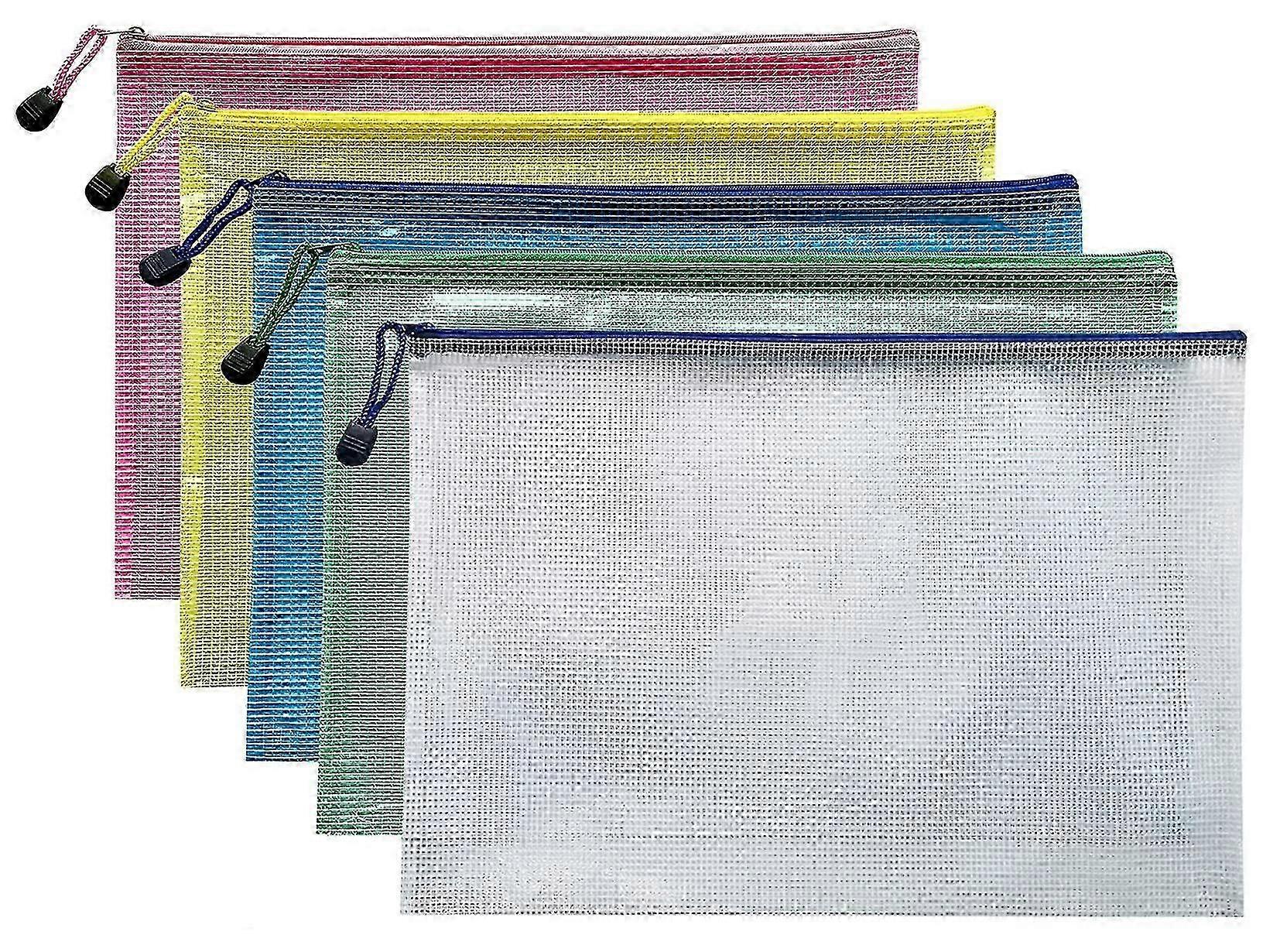 A4 Document Folder File Zipper Bags Plastic Wallets Folder Extra Thick 5pcs (a4 Zip Bag)