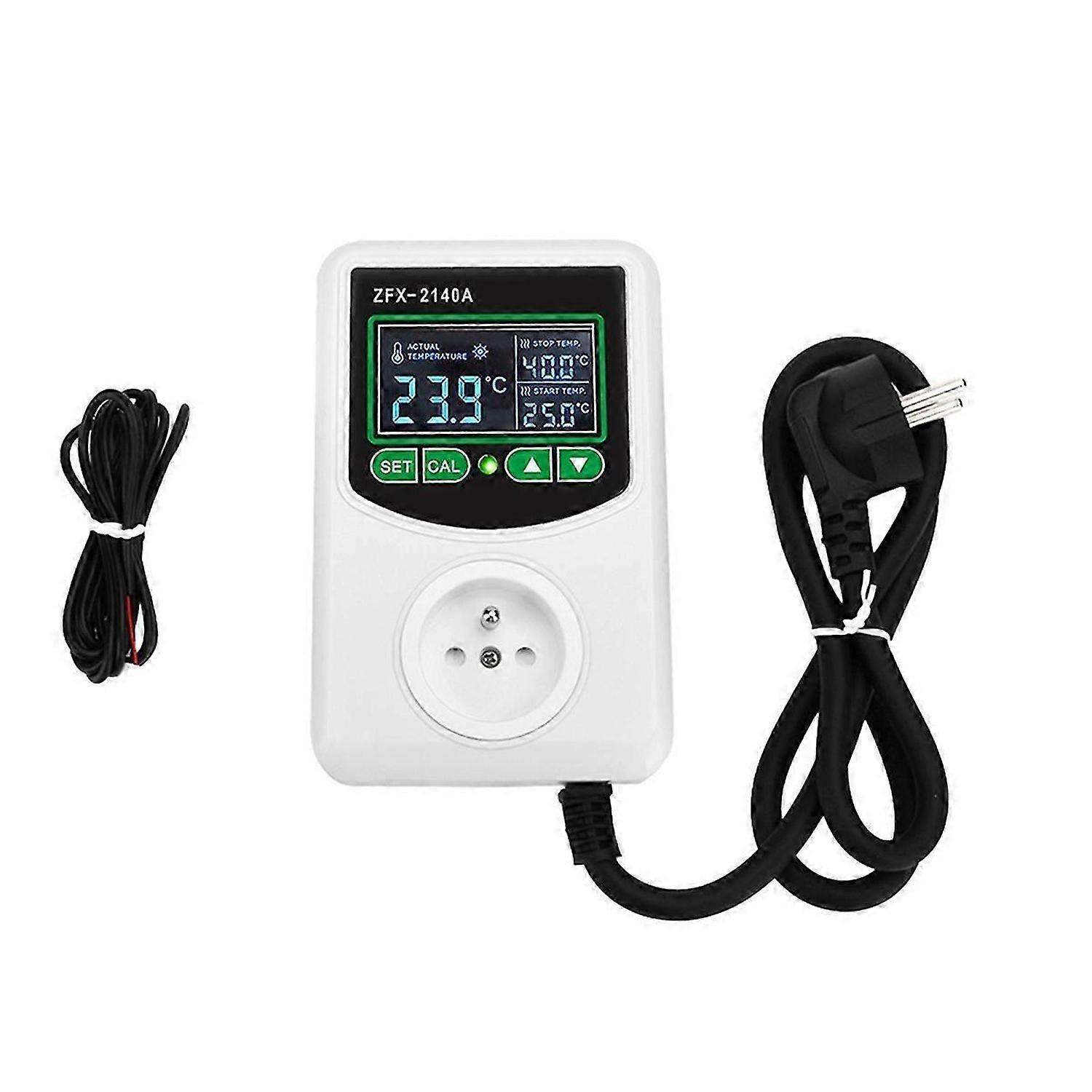 ZFX-2140A High-Power LCD Digital Display Temperature Controller Socket Thermostat Sensor Probe EU Pl