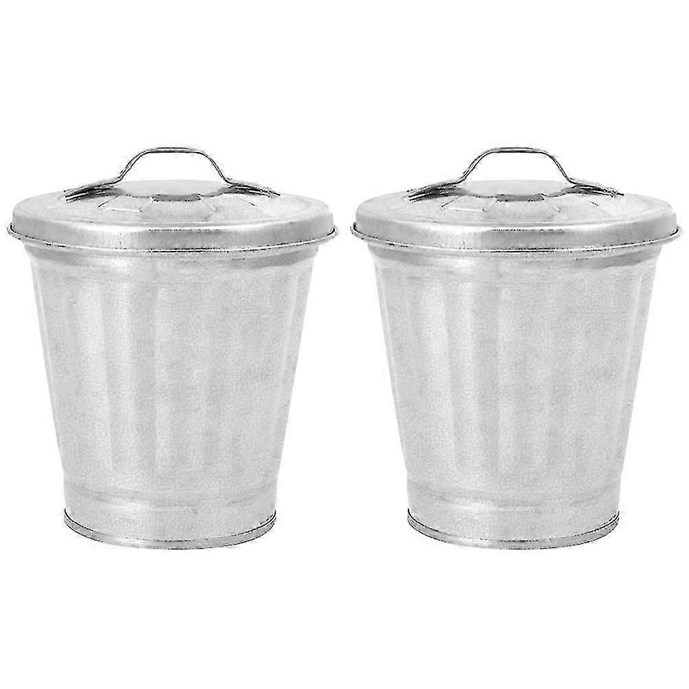 2pcs Small Trash Can Desktop Garbage Bin Multipurpose Storage Buckets Garbage Containers