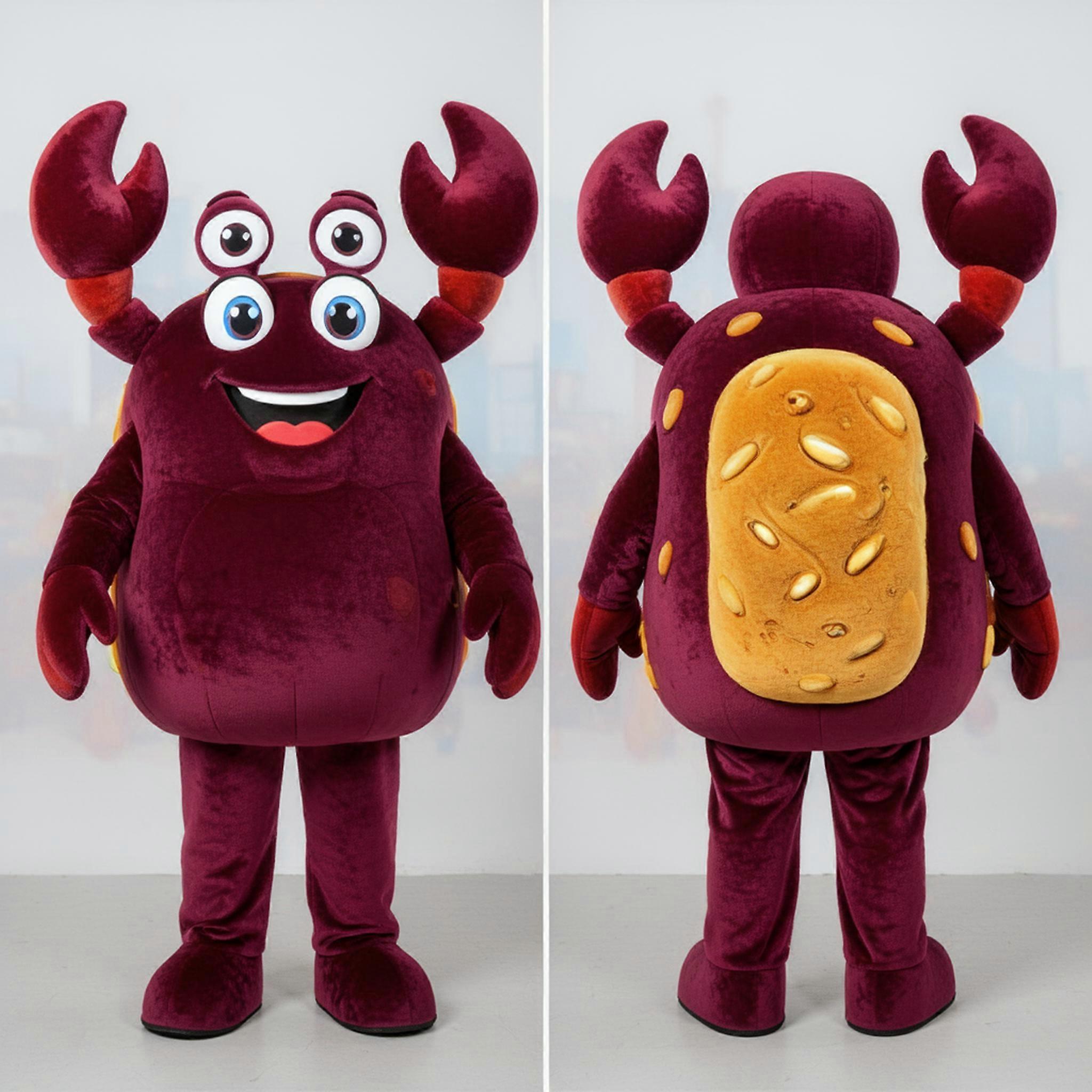 MASTICOT Maroon Rounded Crab Cakes Mascot