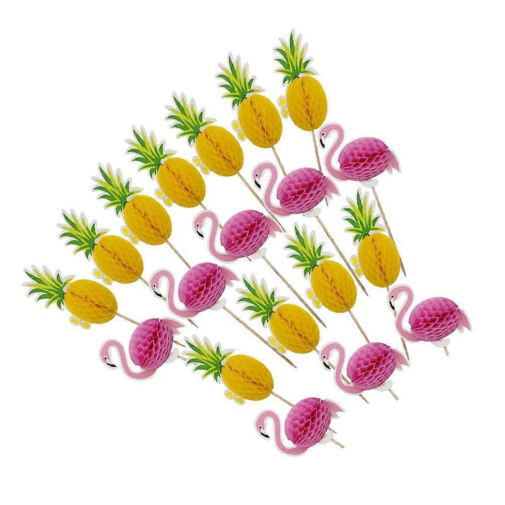 Pineapple Insert Cards for Decor 19Pcs Hawaii Theme Toppers Set