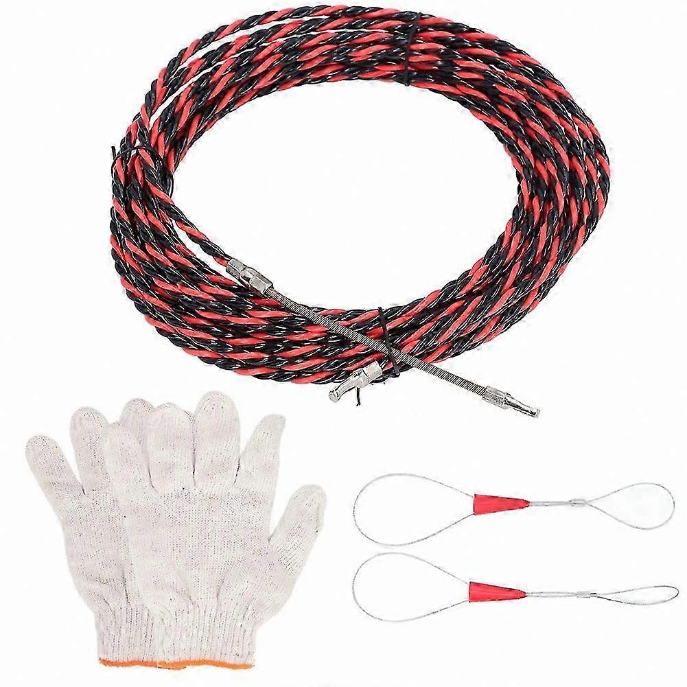 Easy Manual Cable Routing Electrical Wire Threader, Flat Head Cable Guide Puller for Electricians, Includes Gloves & Cable Ties