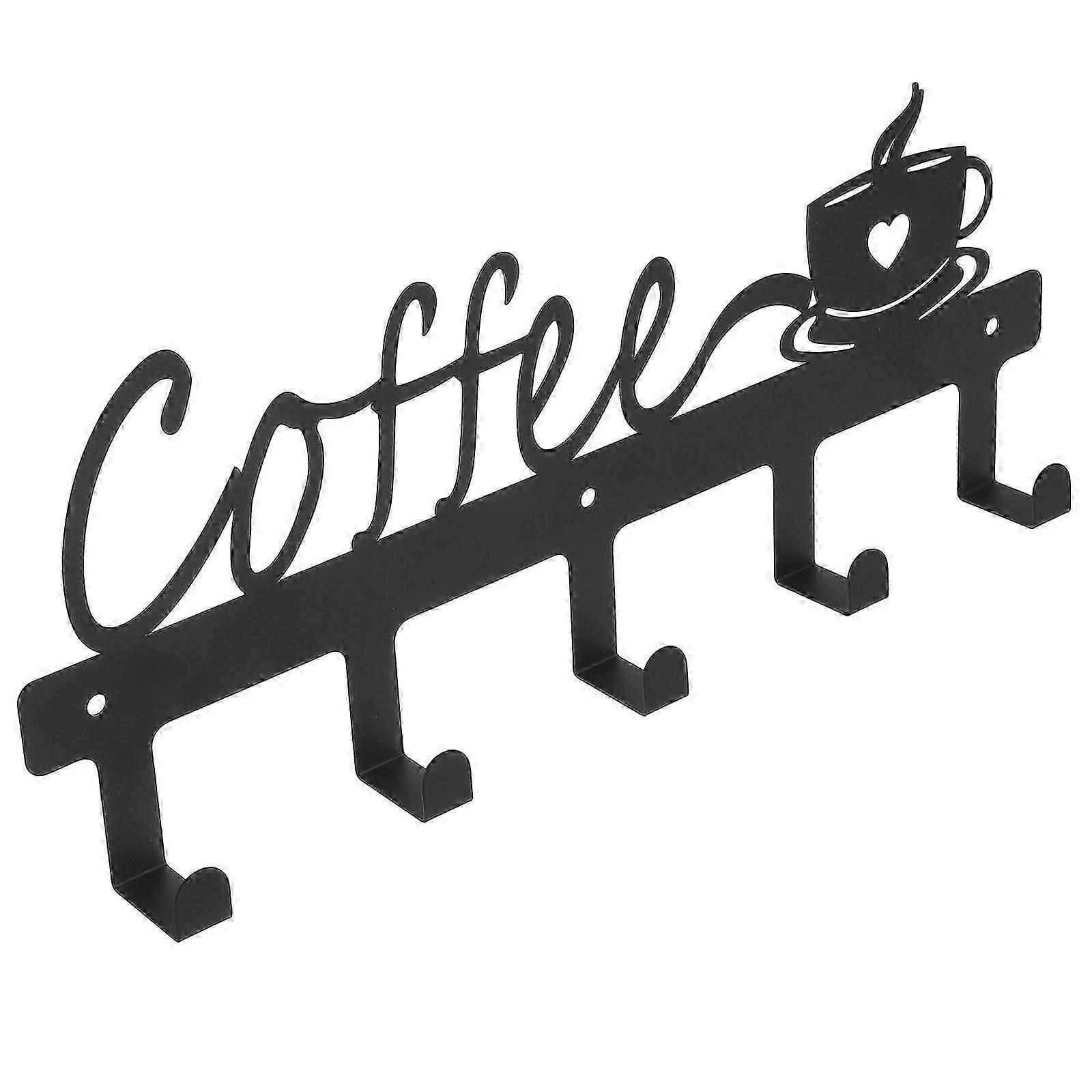 Coffee mug wall rack with 4 hooks for kitchen storage