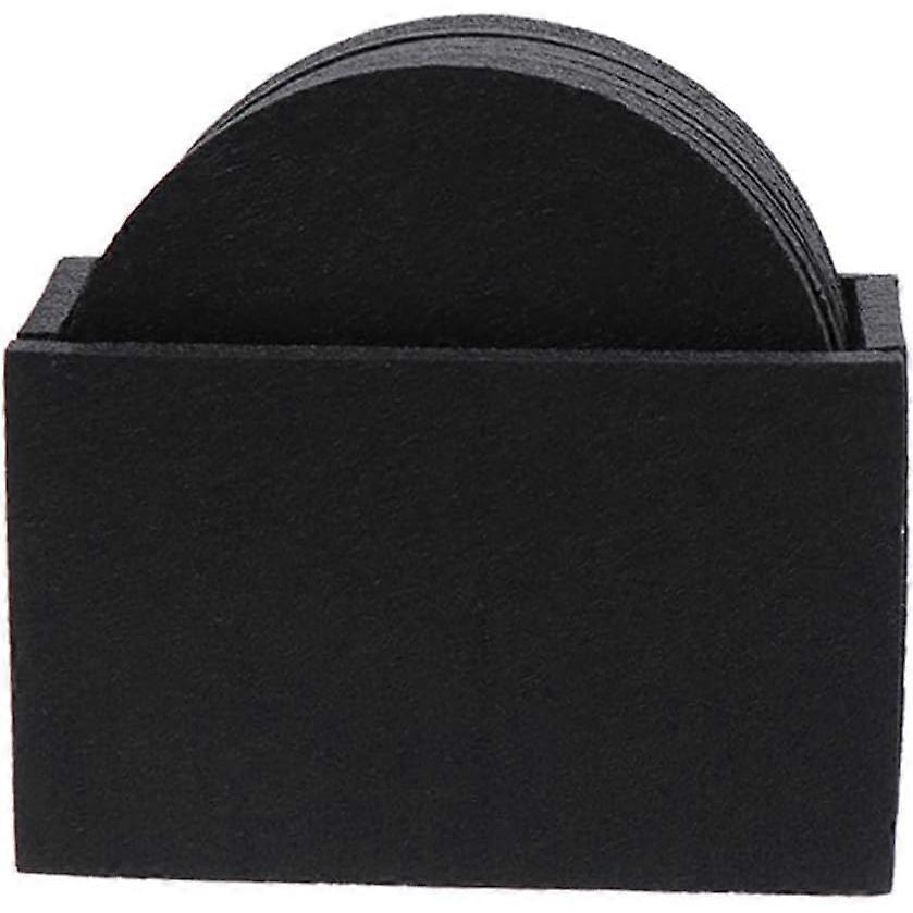 8Pcs Black Felt Coasters, Polyester round Cup Pads for Tables