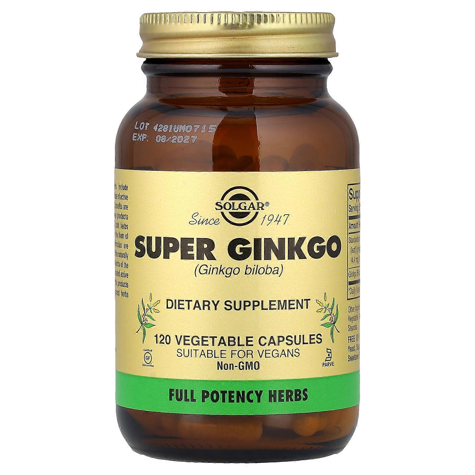 Solgar, Super Ginkgo, 120 Vegetable Capsules