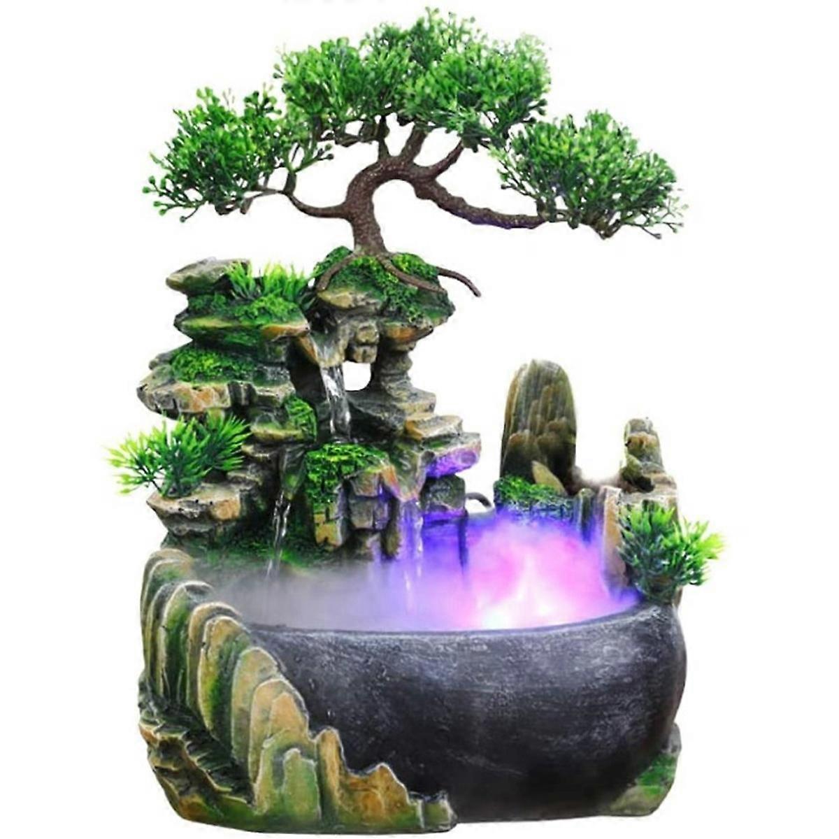 Zen Waterfall Tabletop Fountain, Automatic Pump, Exquisite Landscape Simulation