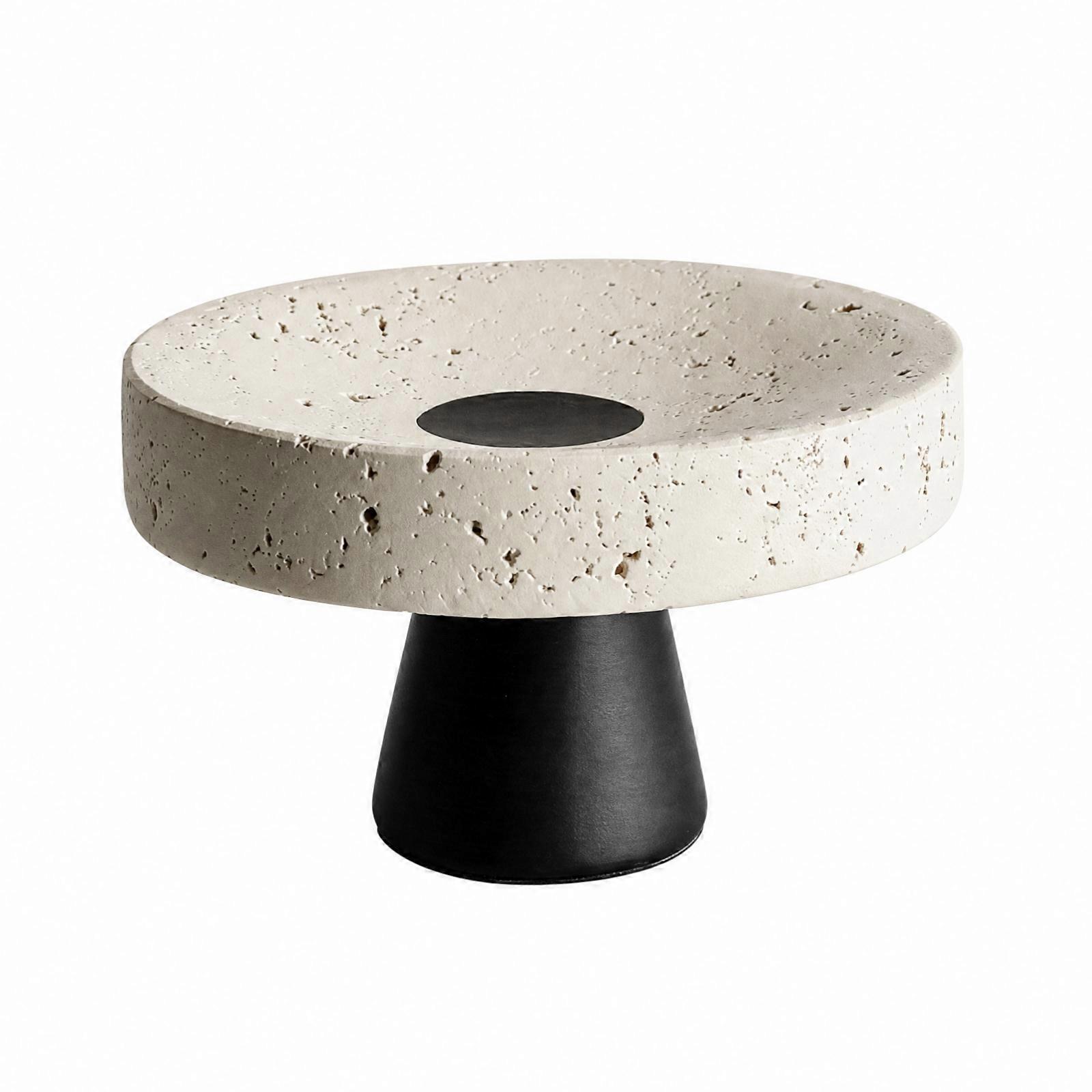 Travertine-Style Snack Tray with Dark Foundational Base Decorative Tabletop