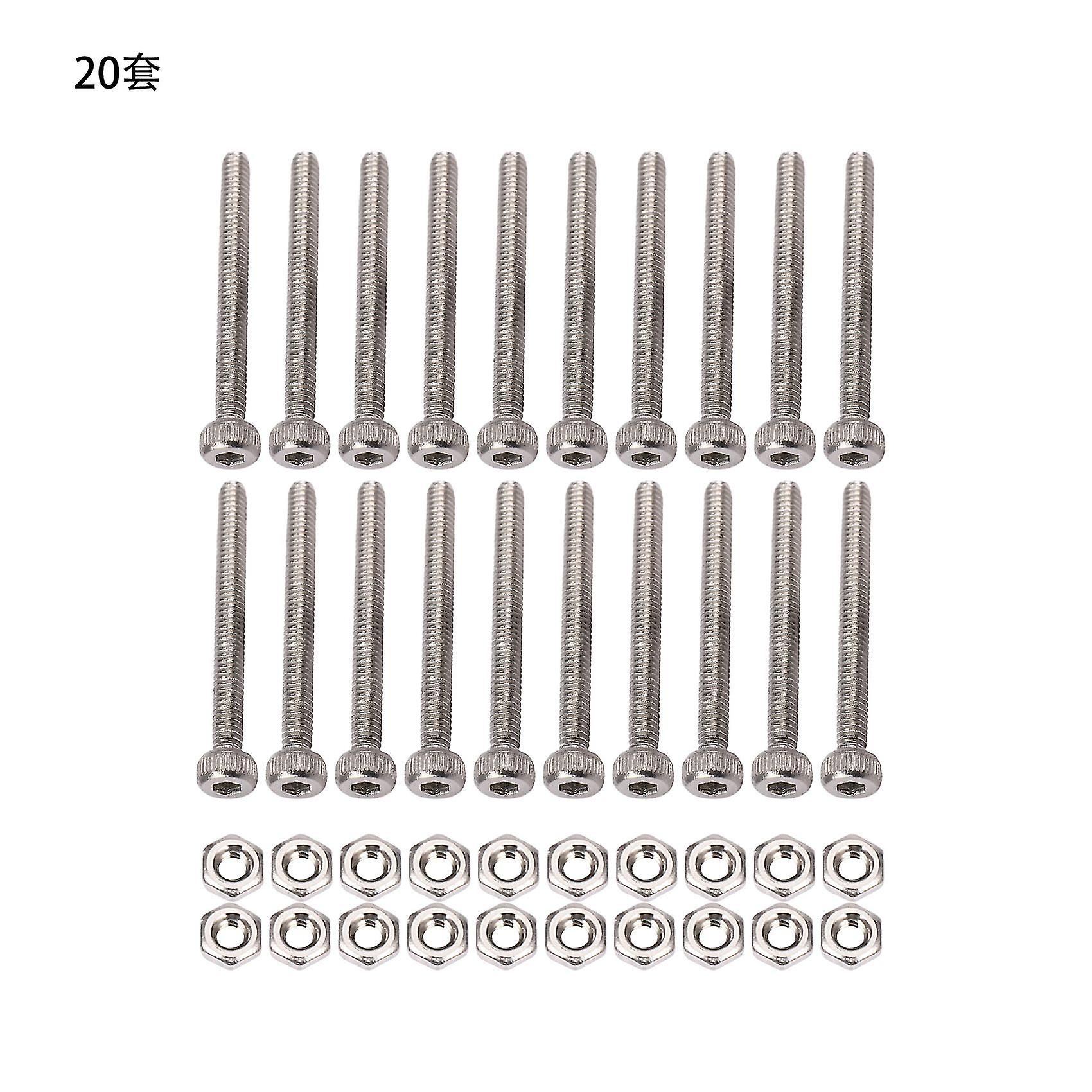 M2 x 20mm largo Hex Socket Knurled Cap Screws Nuts Set 20pcs