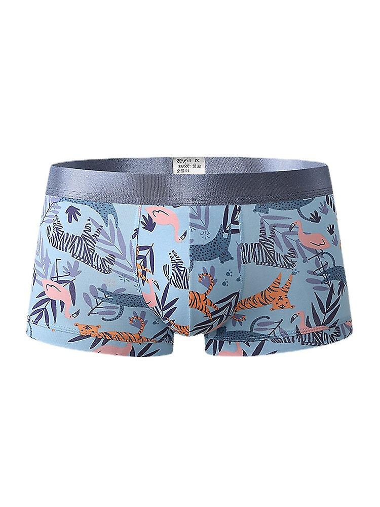 Men's Cartoon Animal Print Breathable Cotton Boxers With U-convex Design