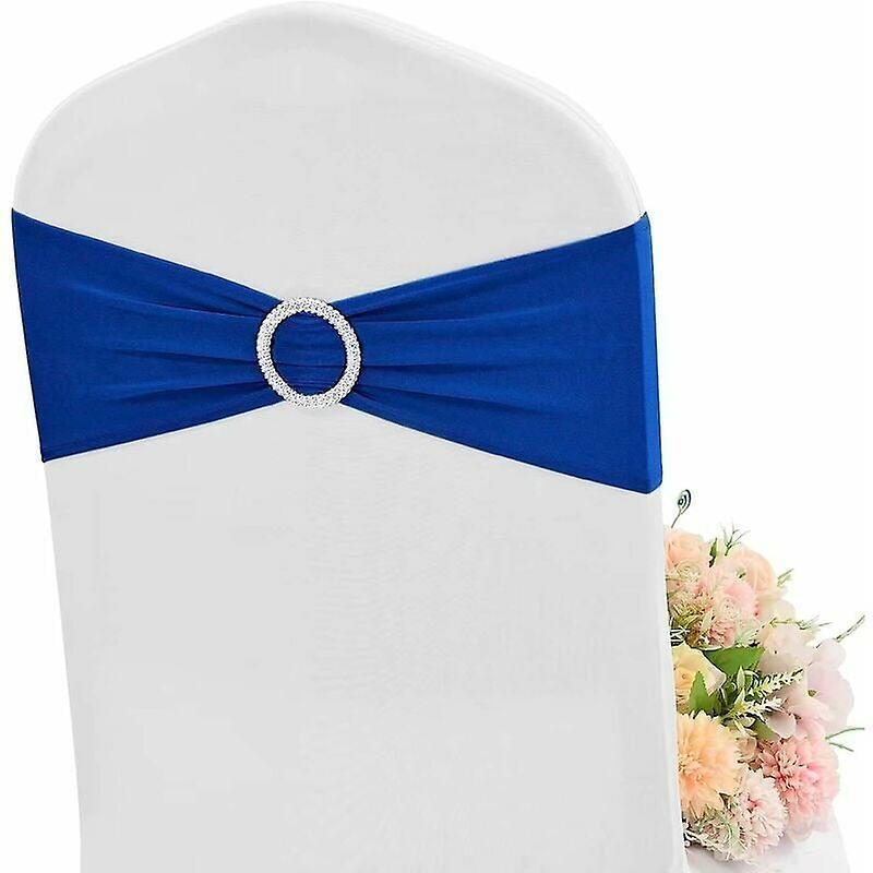 20 Pack Spandex Sequin Chair Sashes and Chair Sashes with Stretch Chair Bows for Wedding, Banquet, Dining, Hotel--Royal Blue