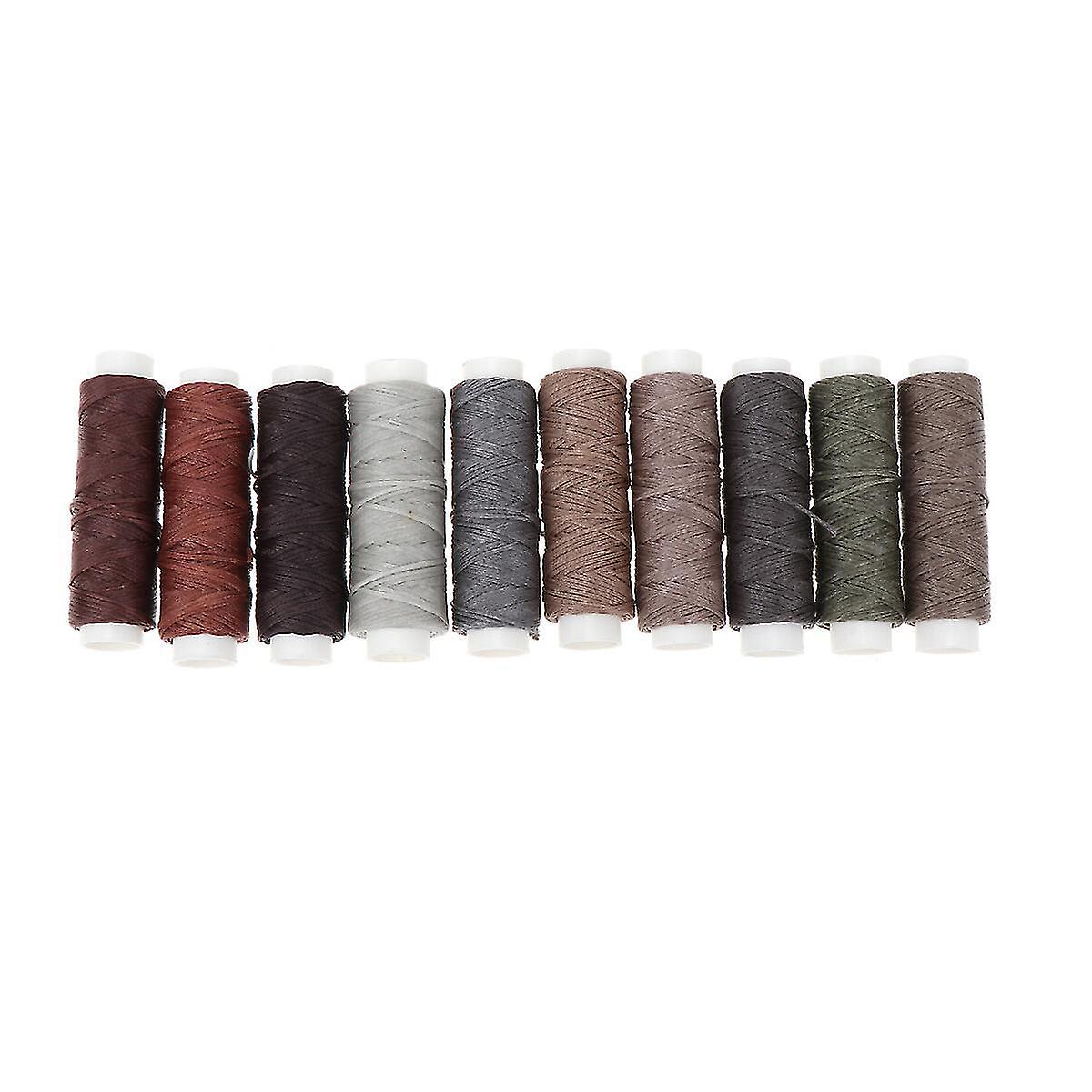 1 Set Of 0.8mm Wax Coated Strings Leather Sewing Flat Wax Thread For Diy Craft - No.3 (10 Colors Per