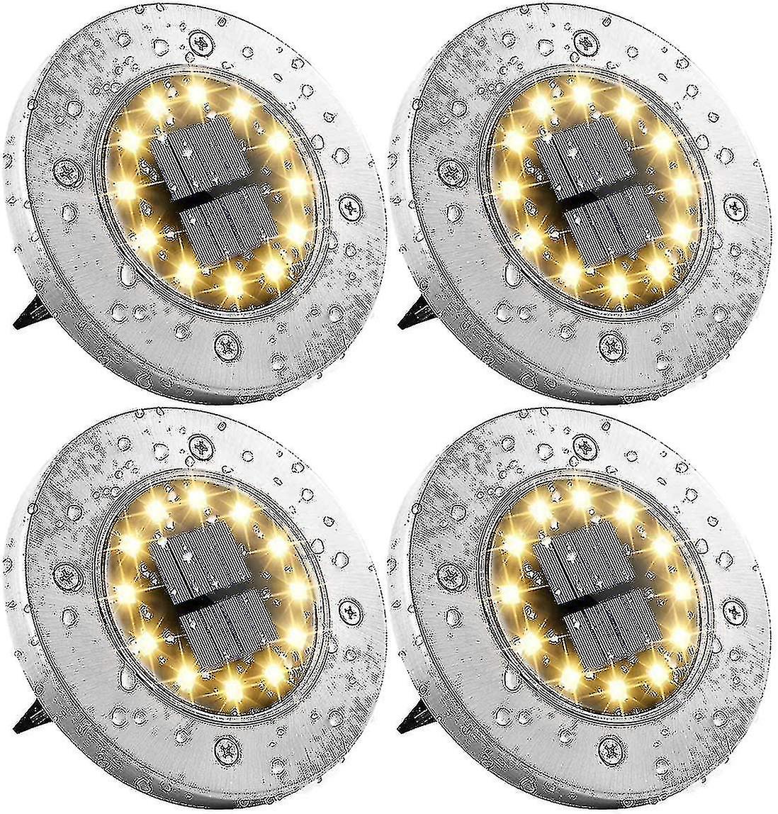 Solcelle gulvlamper, 12 led sollamper for utendørs bruk, hagelamper 6000 K, Ip65 vanntett, varm hvit (8 stk)