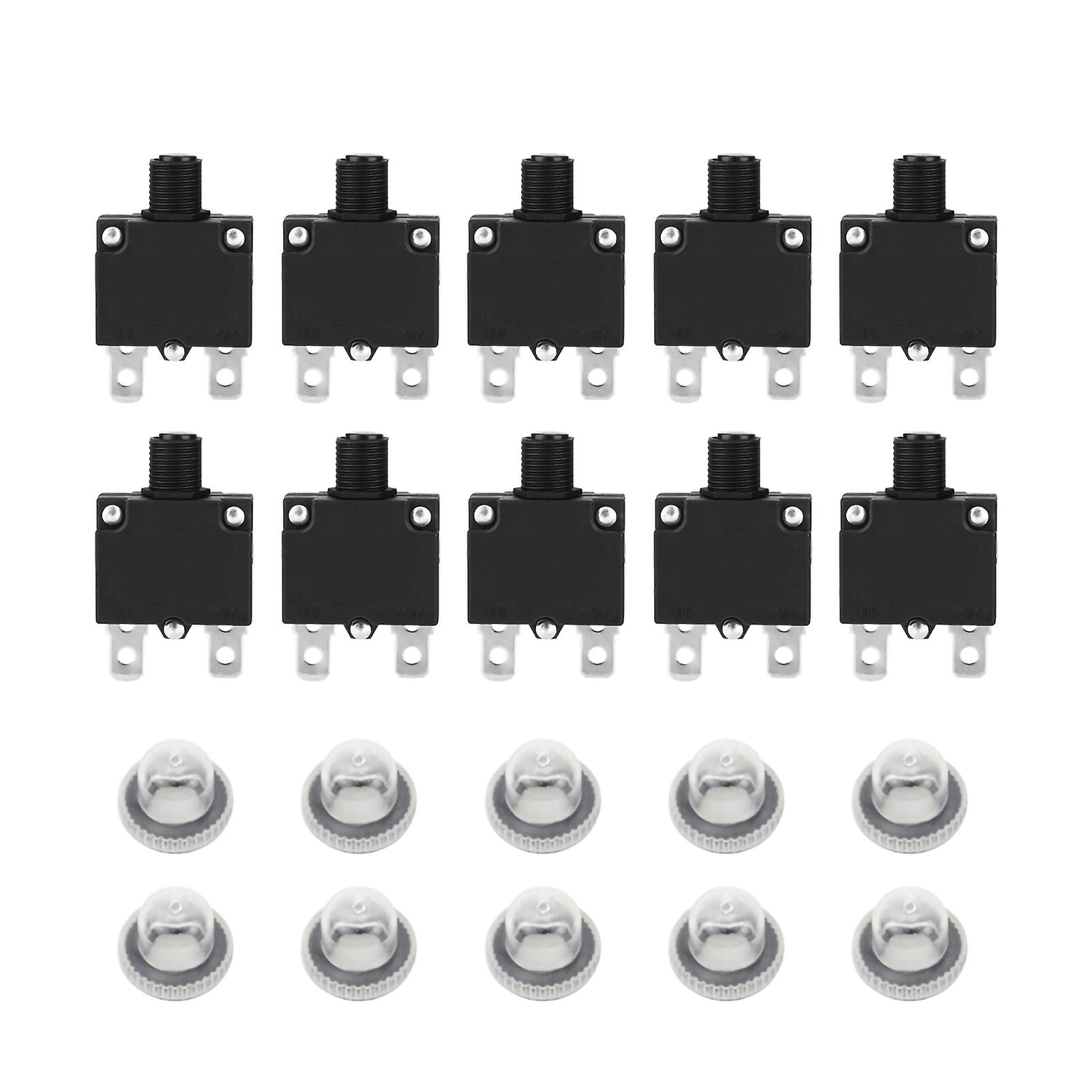 Fictory Circuit Breaker Protector Fictory 10 Pcs Current Overload Protector Circuit Breaker, Waterproof Cap, 125/250 Vac 32 Vdc (3A), Reset