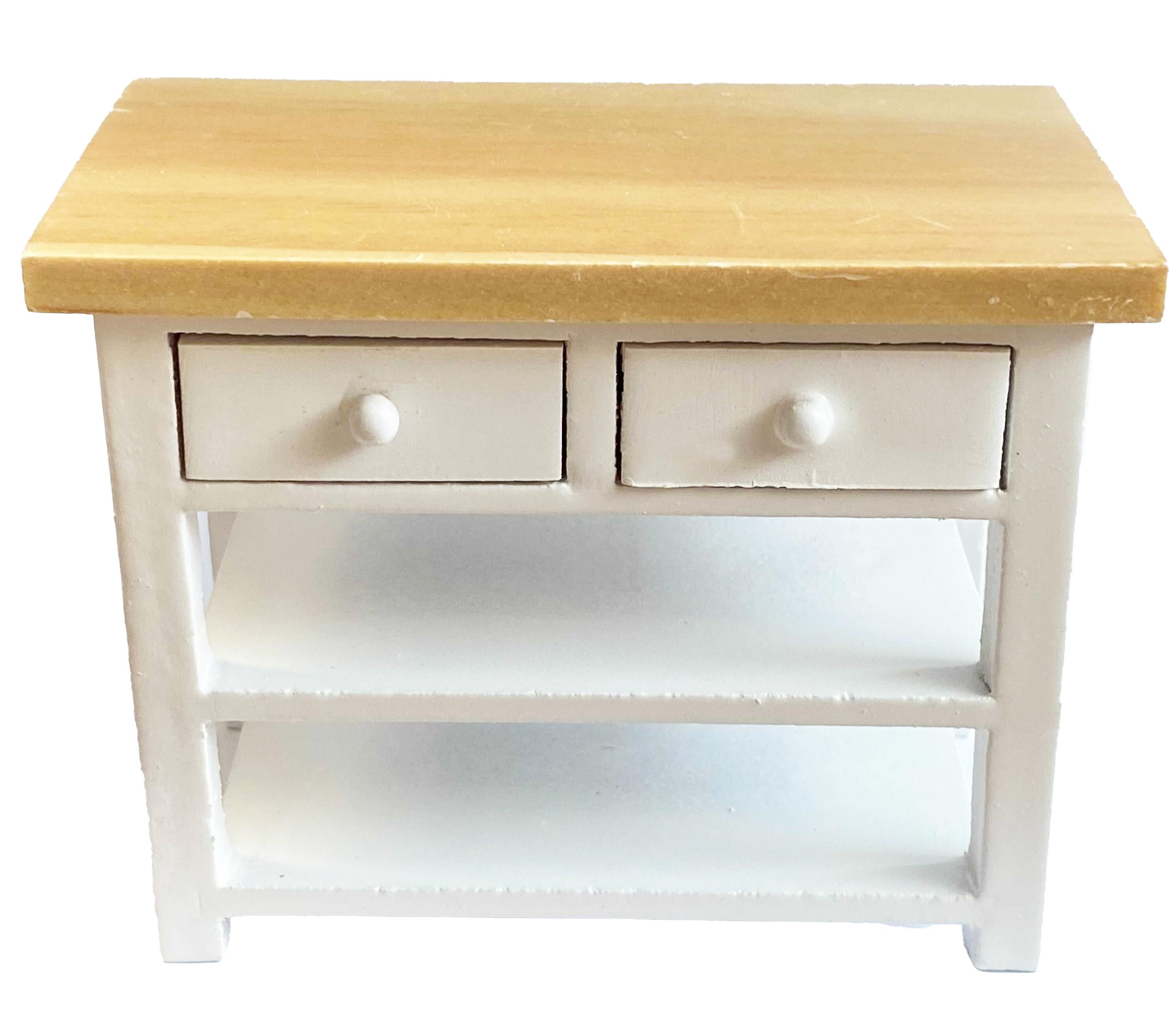 بيت الدمى الأبيض & أوك آيلاند طاولة عمل حديثة مصغرة أثاث المطبخ