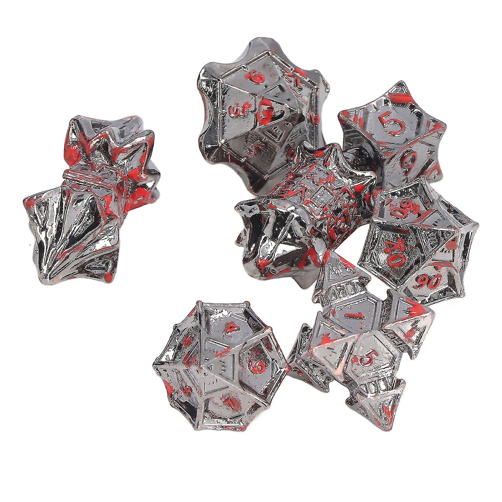 Silver-Red Lightweight Alloy Dice for Tabletop Gaming and Crafting