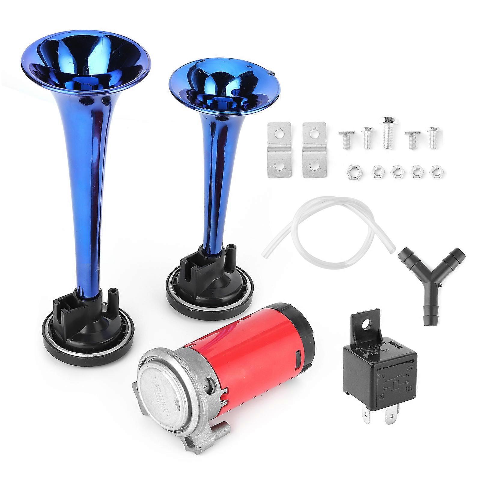 12V Air Horn 178dB Loud Sound Dual Trumpet with Air Compressor for Car Motorcycle Boat Truck