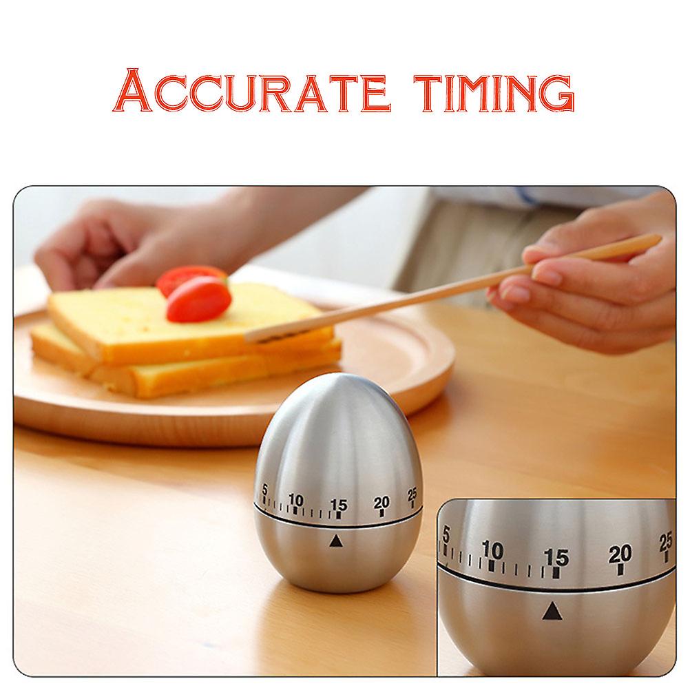 Stainless Steel Egg Shape Mechanical Kitchen Timer 7.8x5.5cm