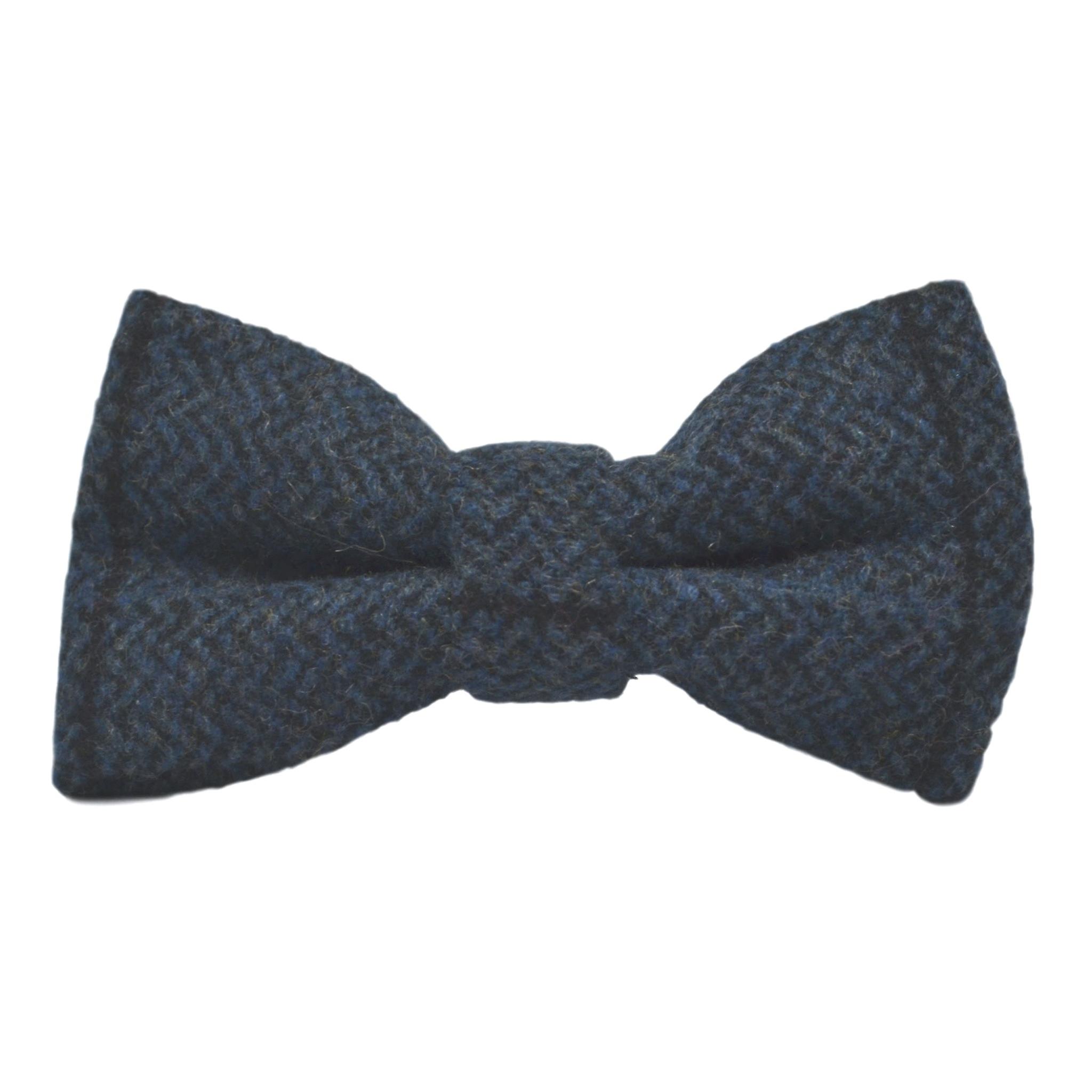Boys Aegean Blue Herringbone Check Bow Tie