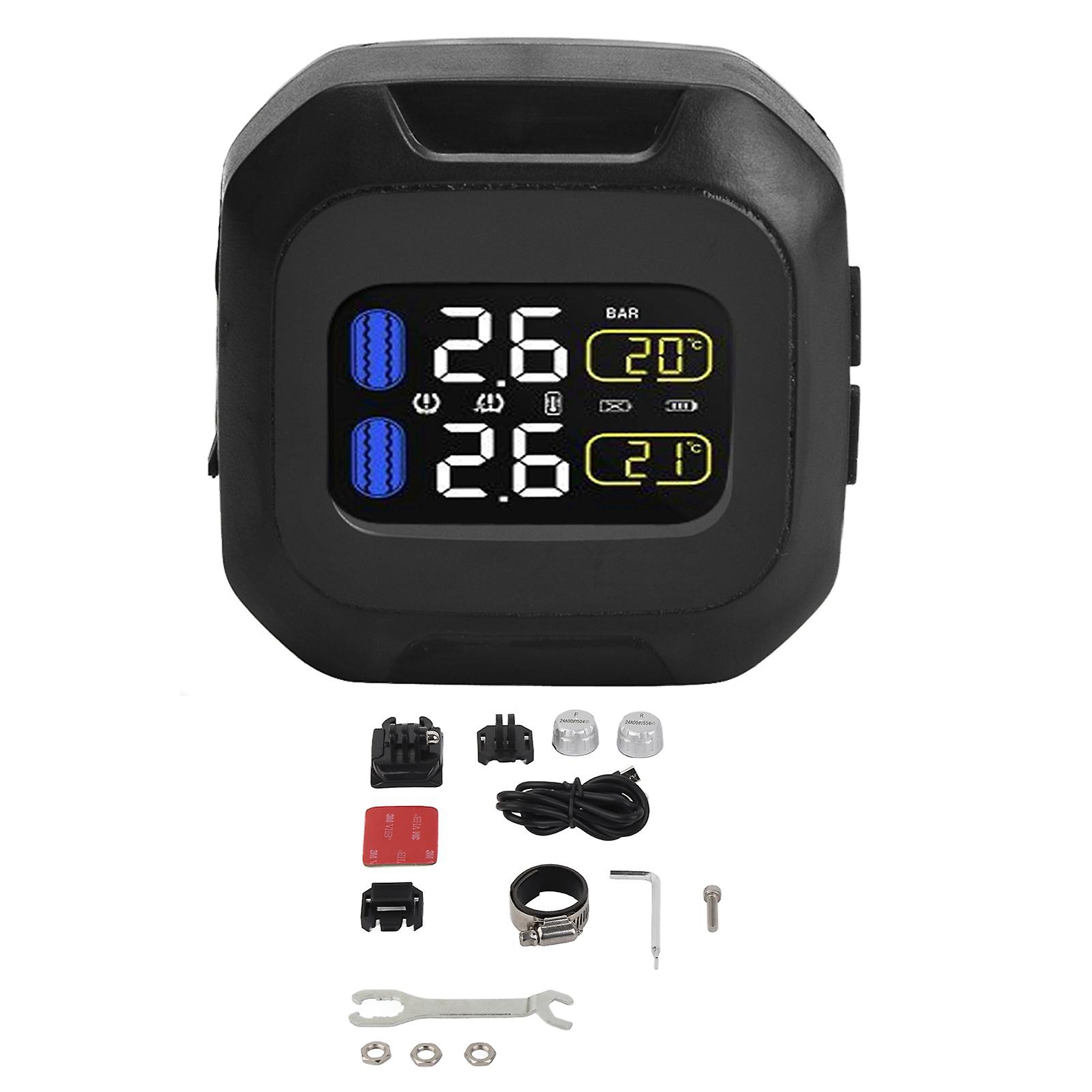 Motorcycle 2pcs External Sensors Tyre Pressure Monitoring System M3-WF TPMS Real-Time Display Digital Screen Durable Materials Enhanced Safet