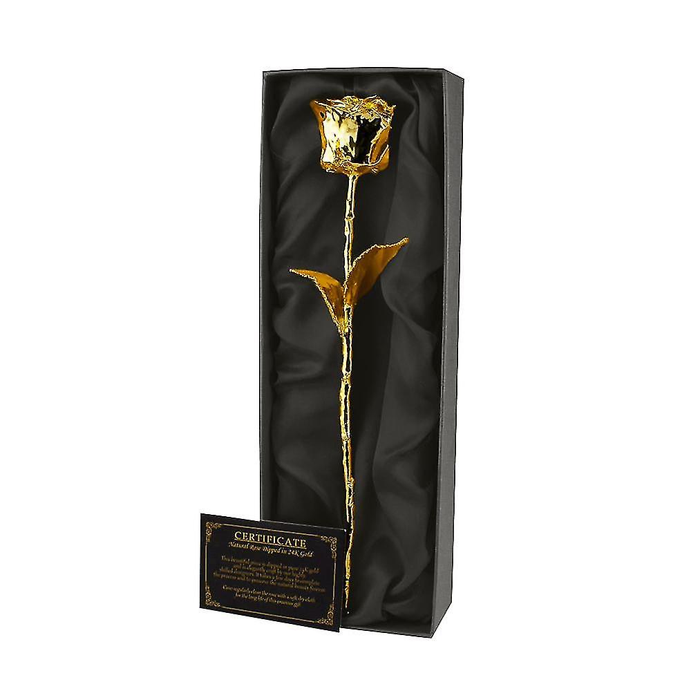 Guldplterad Evighetsros i Presentask