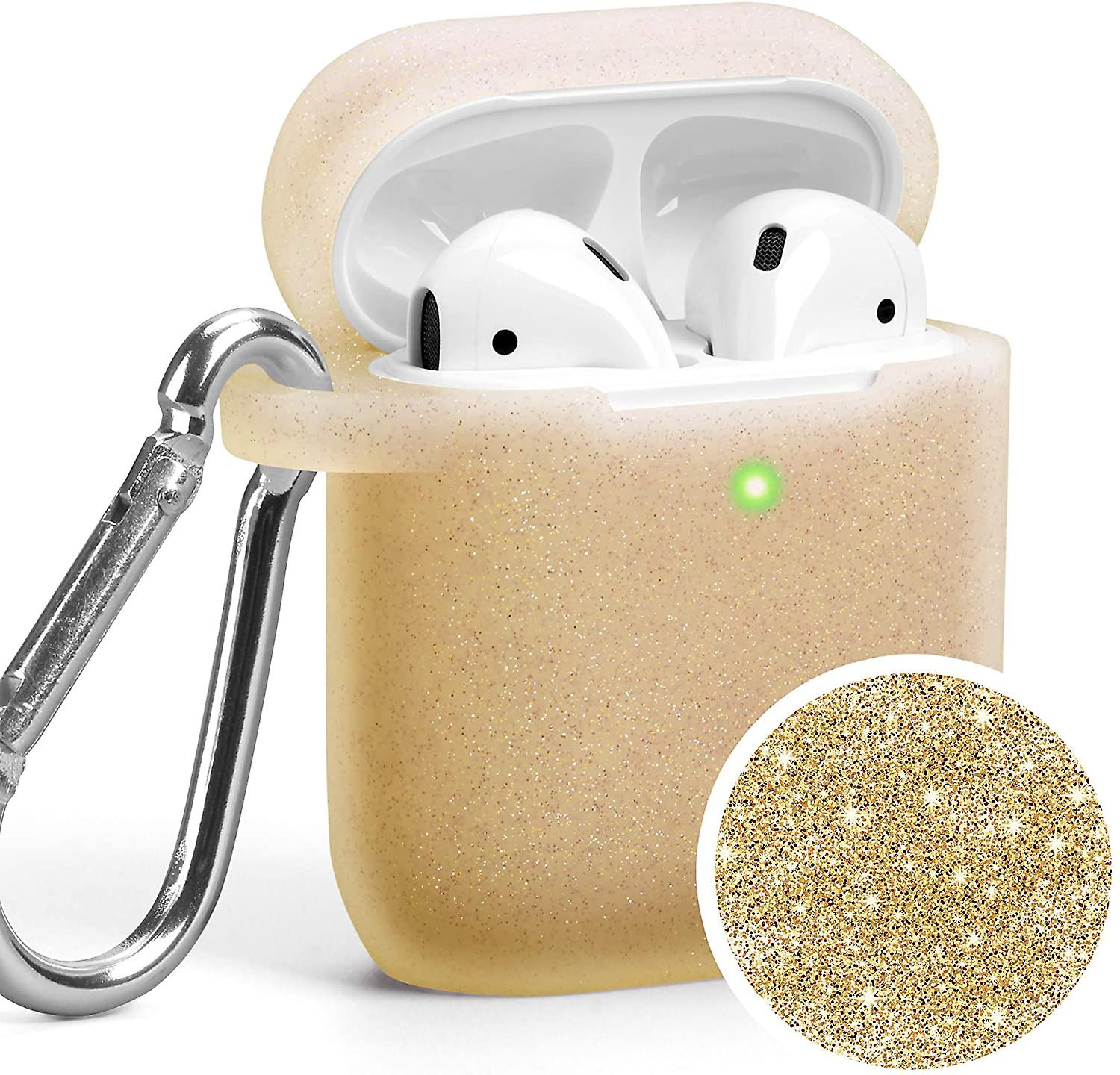 Case Compatible for Apple AirPods 1  2 Front LED Visible Sparkling Champagne