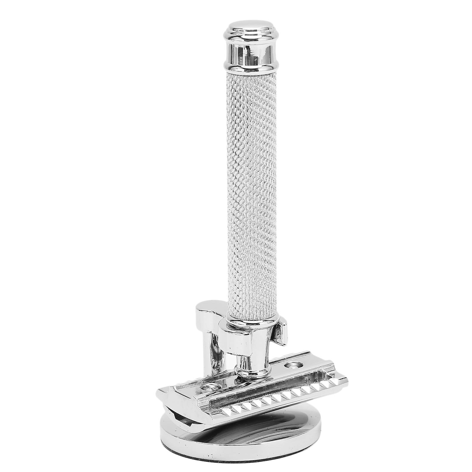 Shaving Razor Double Edge Manual Barber Shop Safety Shaver Kit for Men Sliver (without Blade) 