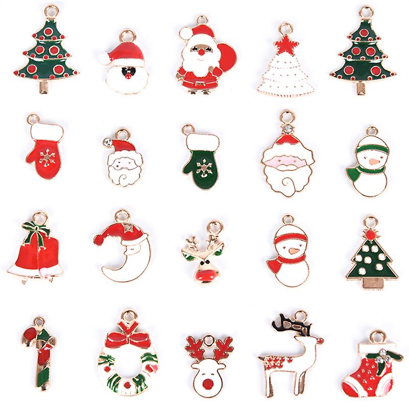 20Pcs/Set Enamel Alloy Mixed Christmas Charms Pendant Jewelry DIY Craft Making