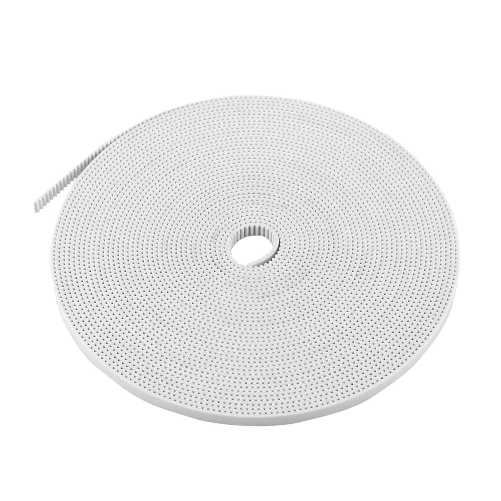 Qukaim Cog Belt 10M White Open Timing Belt, 6mm Width PU with Steel Core, Toothed Cogged Synchronous Belt for 3D Printer Accessory