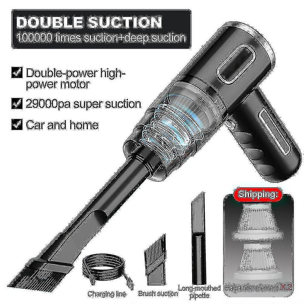 29000pa Powerful Car Vacuum Cleaner Wet/dry Cordless Strong Suction Handheld Yaying Shop - shengX