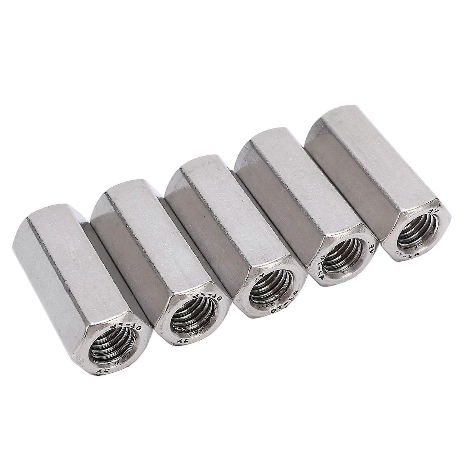 5Pcs Coupling Nut Hex Stainless Steel Anti Corrosion M12 Connector Nut Silver for Screw Bolts