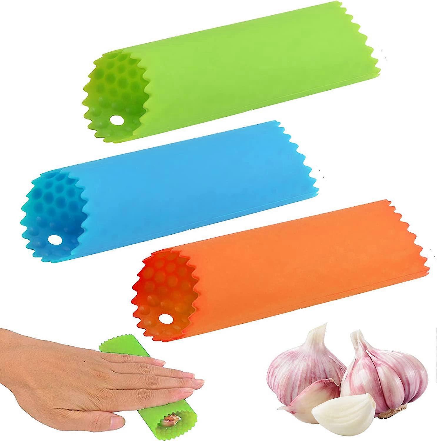 3 Pcs Silicone Garlic Peeler, Silicone Garlic Peeler Roll (3 Colors)