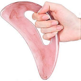 Strumento per massaggio Gua Sha con manico in resina - Ottimo strumento raschiante per schiena, collo, viso, gambe, drenaggio linfatico, rimozione della cellulite