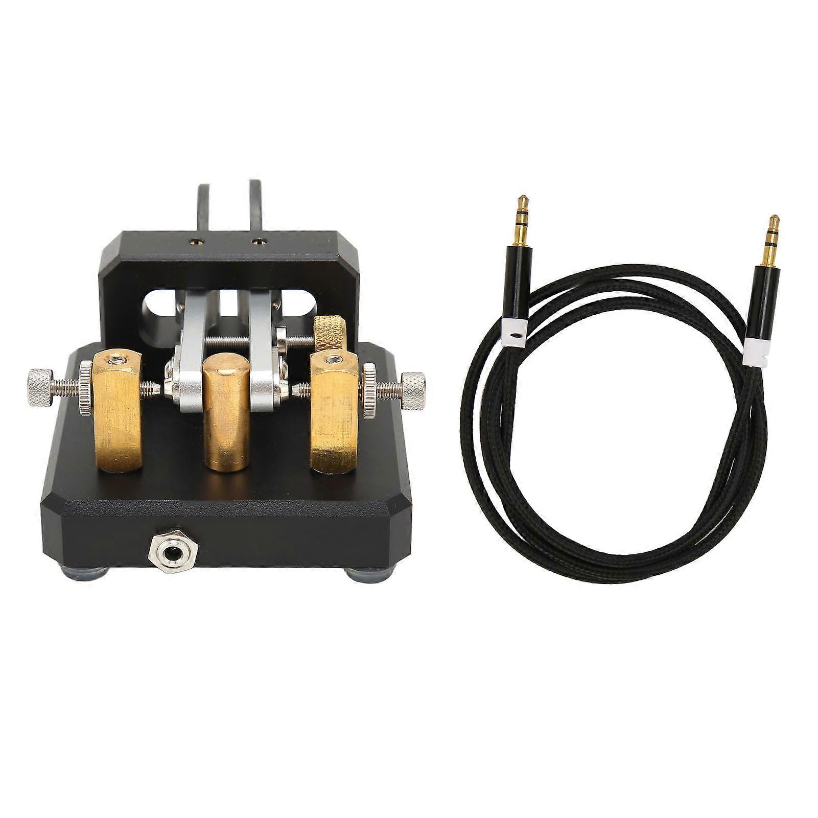 Morse Code Key Double Paddle Automatic Shortwave Portable CW Morse Telegraph Key for Camping Indoor Black