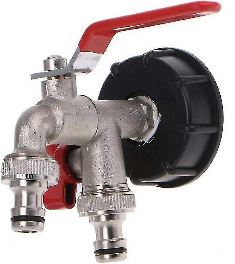 Utvändig kran mässing dubbel utloppsavtappningskran, DUBBLA VENTILER 1/2" utloppsdiameter 1/2", inloppsdiameter 60 mm, utloppssnabbkoppling för tankadapter, Ga