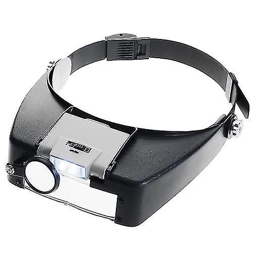 Adjustable Jewelers Head Headband Lamp Magnifier Illuminated Magnifying Eye Glasses Lens Loupe 2 Led