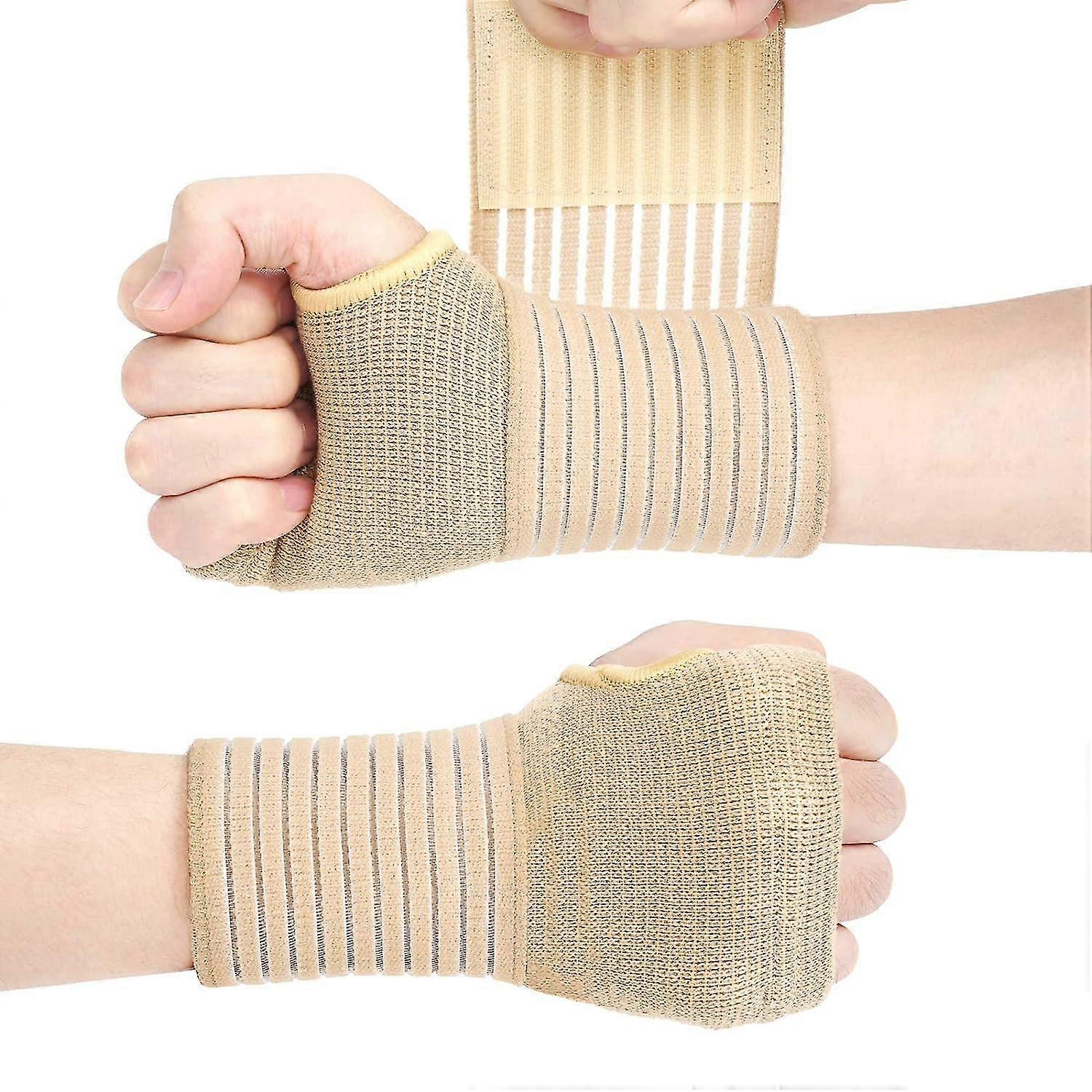 Wrist Brace, 2 Pack Elastic Wrist Support With Strap, Adjustable Wrist Compression Relieves Wrist Pain, Tendonitis